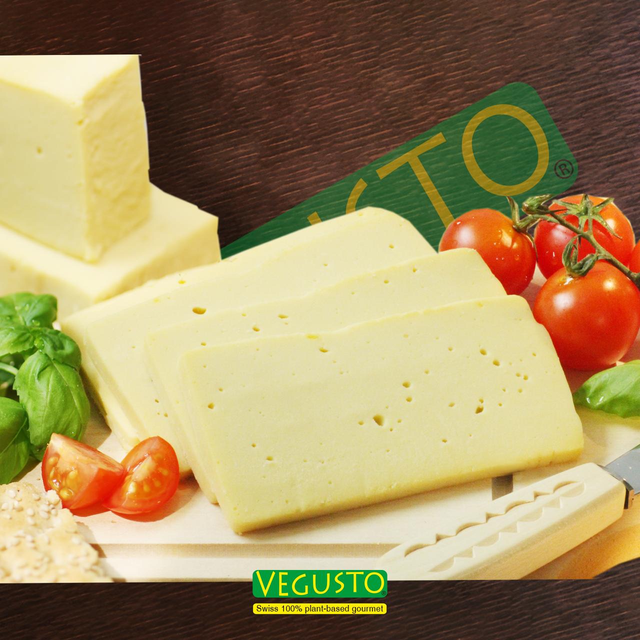No-Moo, Mild and Soft Vegan, non-dairy alternative to cheese with mild creamy taste.
