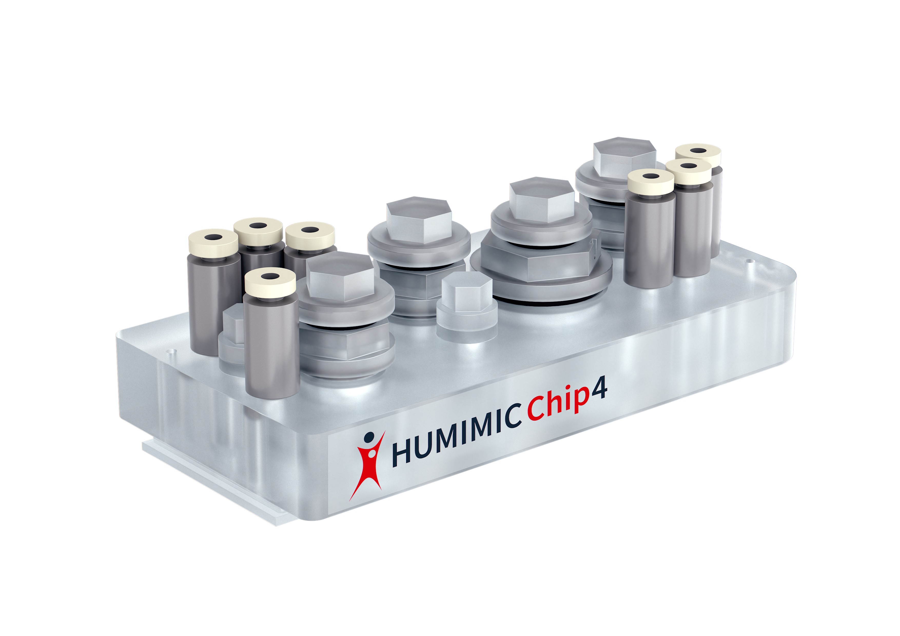 HUMIMIC Chip4 The HUMIMIC Chip 4 enables easy integration of up to four different organ models, e. g. a combination of intestine, liver, kidney and neuronal tissue in one system.