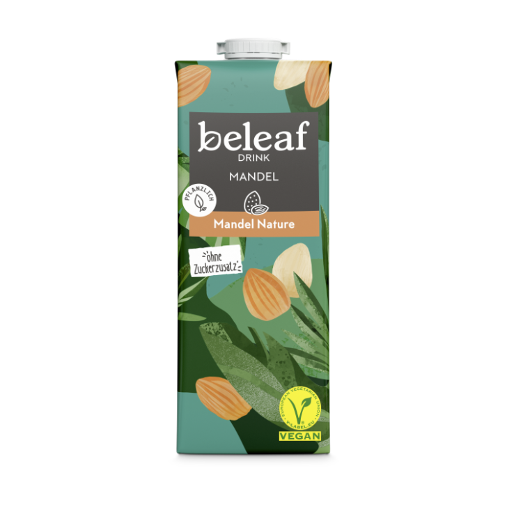 beleaf Mandel Drink Nature A moment ago almond, now already in stores. Our mild and slightly nutty drink based on almonds. beleaf it.
