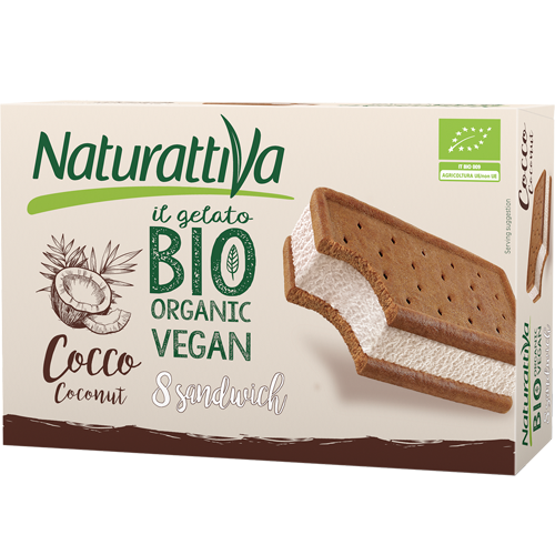 Bio Coconut Sandwich Coconut-based ice cream with biscuits. 100% Plant based, Naturally lactose free, Organic