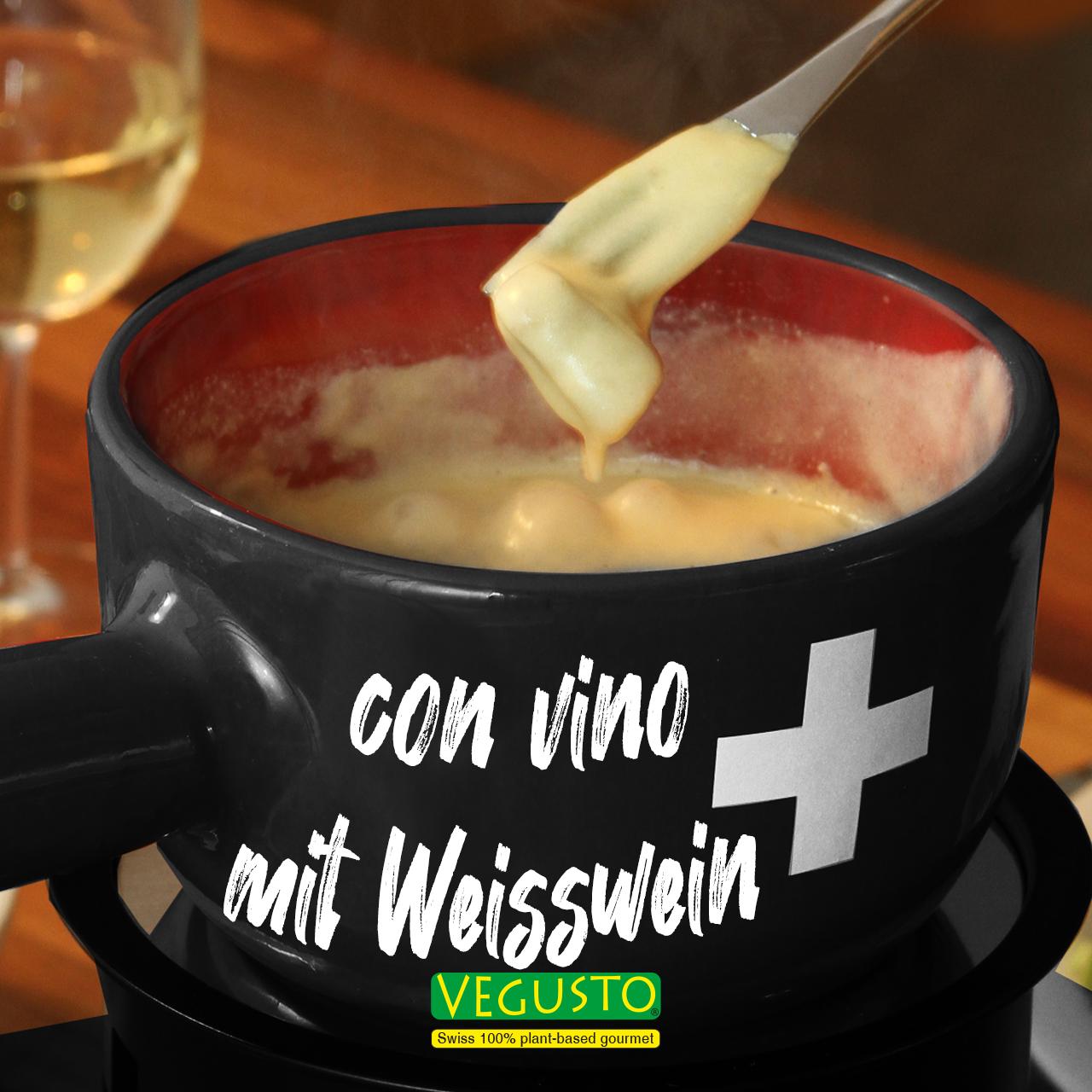 No-Moo, Vegan Fondue in a jar Vegan, dairy-free fondue alternative based on the No-Moo specialities of Vegusto.